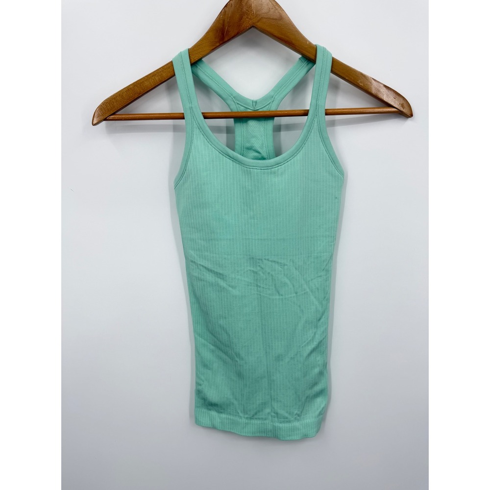 Lululemon Ebb to Street Tank Top Women Size 2 wild Mint Green Ribbed Racerback